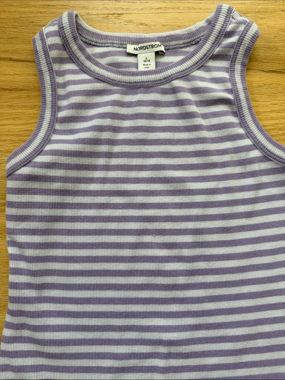 Nordstrom Girls Lavender and White Striped Tank Dress Childs Large (10/12)